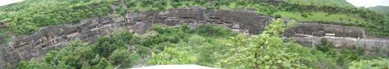 アジャンタ石窟のパノラマ写真