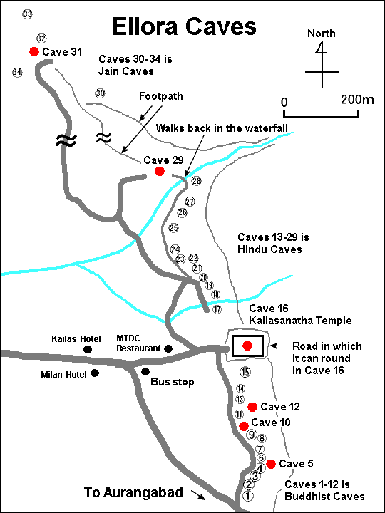 Ellora Caves Map